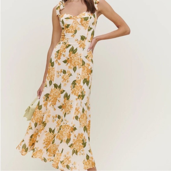 Reformation Nadira Fara Floral Midi Dress 10/M Coquette - Picture 2 of 11